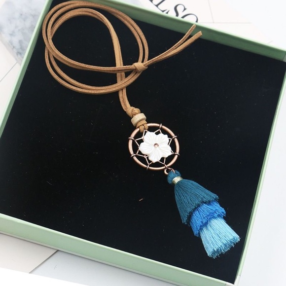 The Secret Pine Jewelry - **CRESSIDA* Blue x Dream Catcher Fashion Necklace